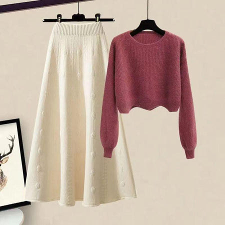 Alice Woolen Coord Set - styled flat-lay shot, pink - Miss Mosa By Akanksha