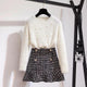 Altman Sweater And Tweed Skirt Set - front shot on hanger, white - Miss Mosa By Akanksha