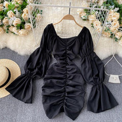 Amista Ruffled Dress - styled flat-lay shot, black - Miss Mosa By Akanksha