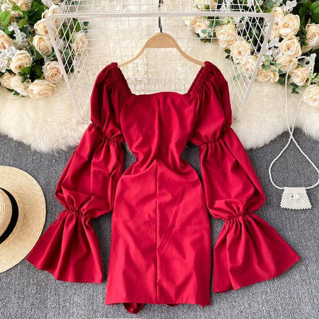 Amista Ruffled Dress - back shot styled flat-lay, red - Miss Mosa By Akanksha