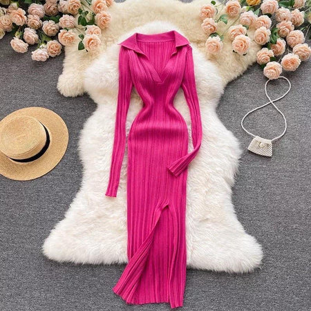 Anabelle Knit Dress - styled flat-lay shot, pink - Miss Mosa By Akanksha