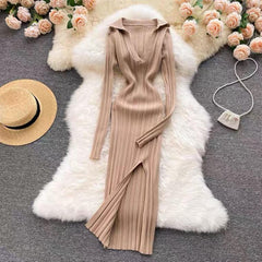 Anabelle Knit Dress - styled flat-lay shot, beige - Miss Mosa By Akanksha