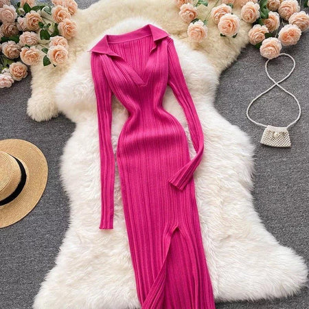 Anabelle Knit Dress - styled flat-lay shot, pink - Miss Mosa By Akanksha