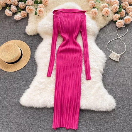 Anabelle Knit Dress - styled flat-lay shot, pink - Miss Mosa By Akanksha