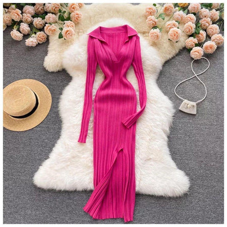 Anabelle Knit Dress - styled flat-lay shot, pink - Miss Mosa By Akanksha