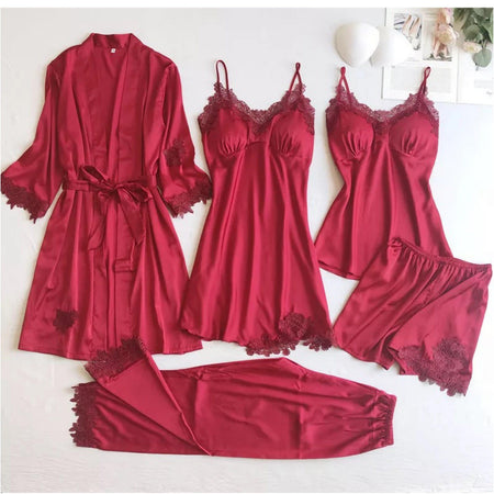 Anastasia Luxury Loungewear Set - styled flat-lay shot, red - Miss Mosa By Akanksha