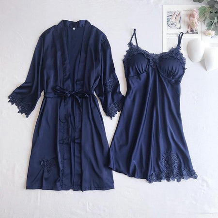 Anastasia Luxury Loungewear Set - styled flat-lay shot, navy - Miss Mosa By Akanksha