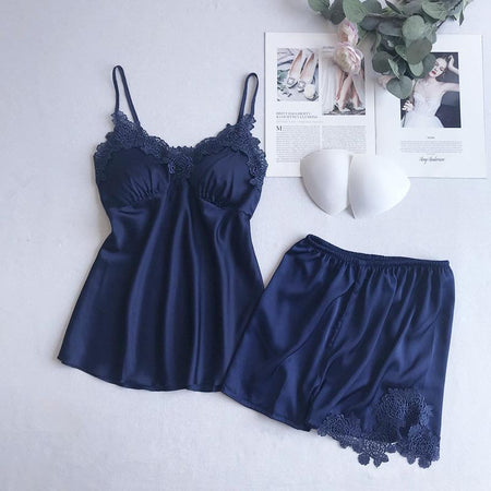 Anastasia Luxury Loungewear Set - styled flat-lay shot, navy - Miss Mosa By Akanksha