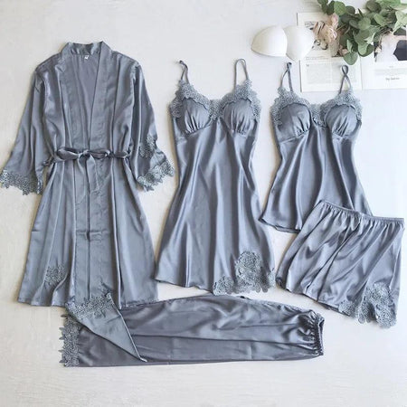 Anastasia Luxury Loungewear Set - styled flat-lay shot, grey - Miss Mosa By Akanksha