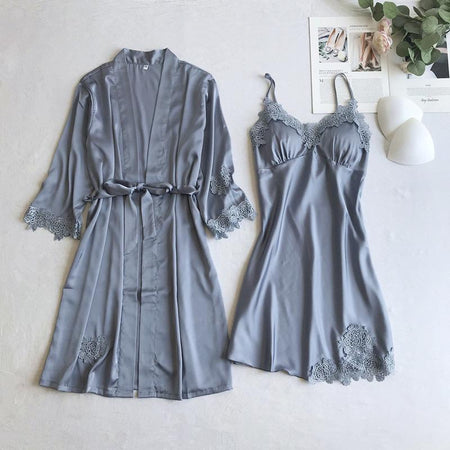 Anastasia Luxury Loungewear Set - styled flat-lay shot, grey - Miss Mosa By Akanksha
