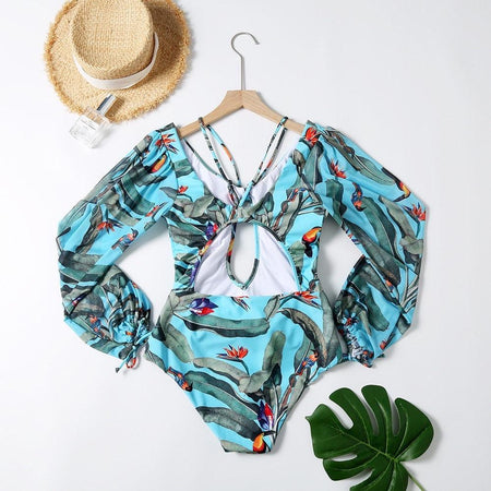 Aquamarine Luxury Swimsuit In Aqua - back shot on hanger, blue - Miss Mosa By Akanksha