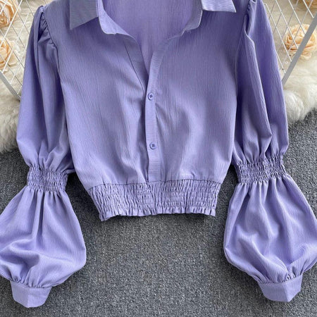 Astley Buttoned Y2K Summer Top - flat-lay product shot, lilac - Miss Mosa By Akanksha