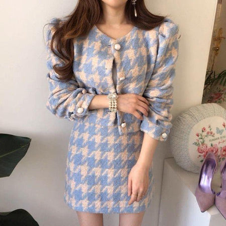 Astrid Statement Coord Set - front shot on model, blue - Miss Mosa By Akanksha