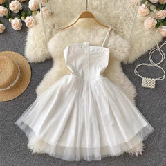 Auckland Statement Dress - front shot on hanger, white - Miss Mosa By Akanksha