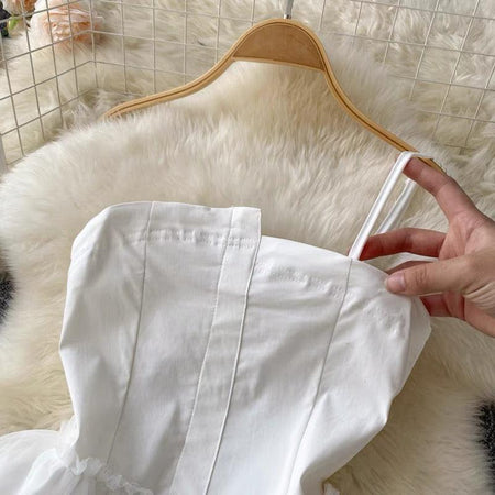 Auckland Statement Dress - close-up of bodice, white - Miss Mosa By Akanksha