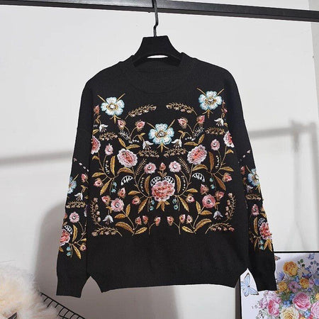 Ava Luxury Embroidered Tracksuit In Black - front shot on hanger, black - Miss Mosa By Akanksha