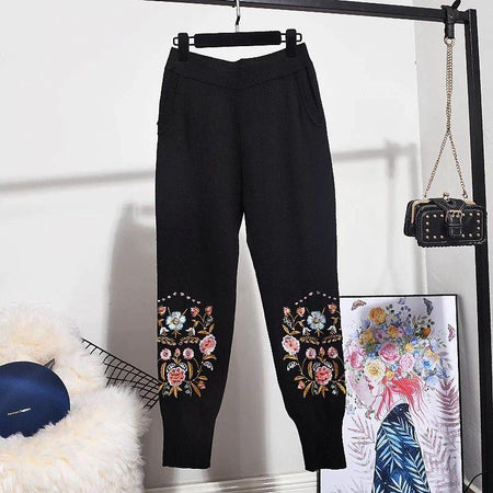 Ava Luxury Embroidered Tracksuit In Black - front shot on hanger, black - Miss Mosa By Akanksha