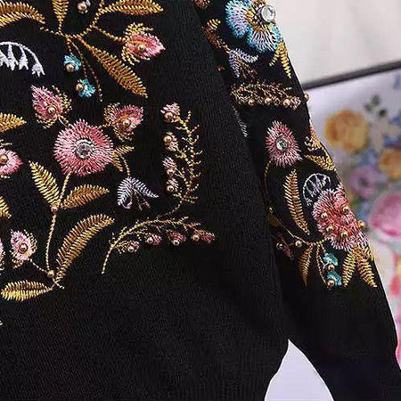 Ava Luxury Embroidered Tracksuit In Black - close-up of embroidery, black - Miss Mosa By Akanksha