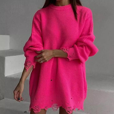 Avery Statement Winter Dress - front shot on model, pink - Miss Mosa By Akanksha