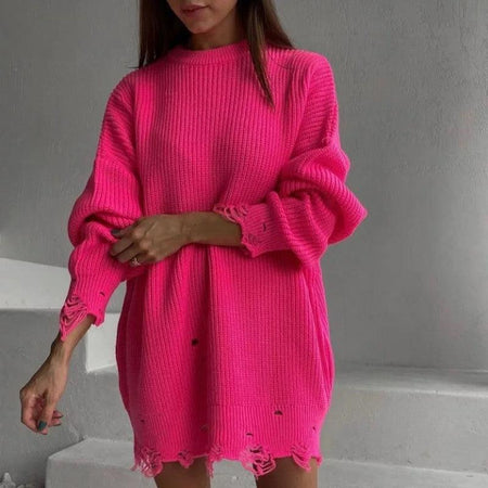 Avery Statement Winter Dress - front shot on model, pink - Miss Mosa By Akanksha