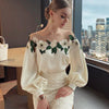 Azalea Floral Statement Top In Off-White - XS