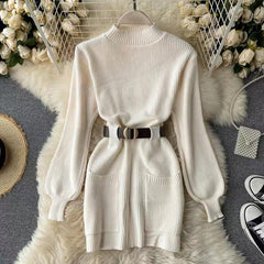 Bador Knitted Dress - styled flat-lay shot, cream - Miss Mosa By Akanksha