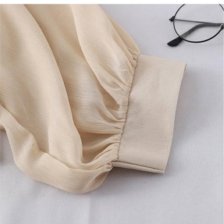 Barbera Chiffon Shirts - close-up of cuff, beige - Miss Mosa By Akanksha