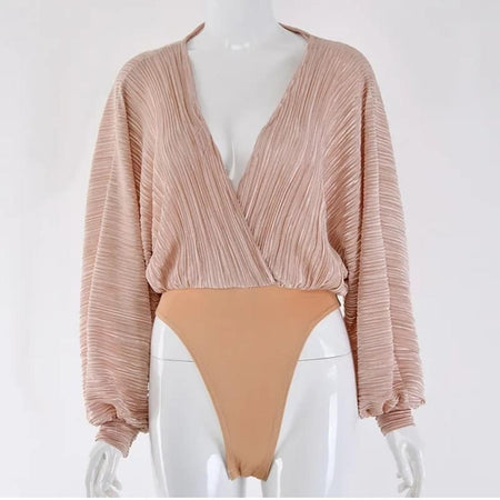 Barbero Ruched Bodysuits - front shot on mannequin, pink - Miss Mosa By Akanksha
