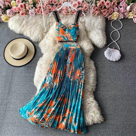 Baros Vacay Coord Set - styled flat-lay shot, multicolour - Miss Mosa By Akanksha