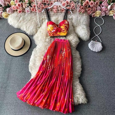 Baros Vacay Coord Set - styled flat-lay shot, multicolour - Miss Mosa By Akanksha
