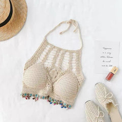 Beach Vibes Crop - styled flat-lay shot, beige - Miss Mosa By Akanksha