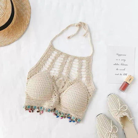 Beach Vibes Crop - styled flat-lay shot, beige - Miss Mosa By Akanksha