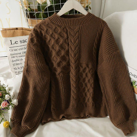 Beffy Statement Pullover - front shot on hanger, brown - Miss Mosa By Akanksha