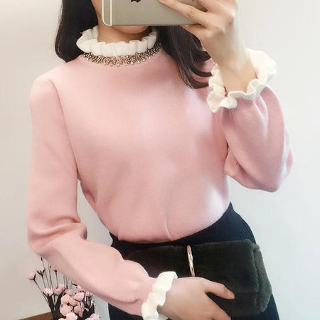 Bella Bella Luxury Sweater - front shot on model, pink - Miss Mosa By Akanksha