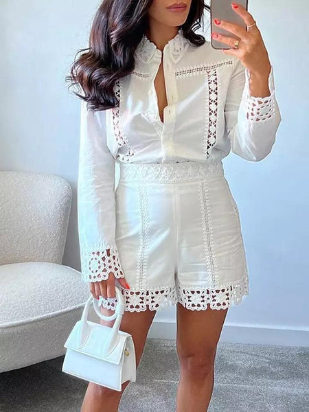 Bella Luxury Coord Set In White - front shot on model, white - Miss Mosa By Akanksha