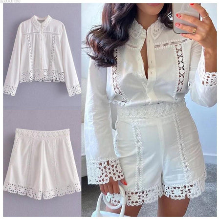 Bella Luxury Coord Set In White - front shot on model, white - Miss Mosa By Akanksha