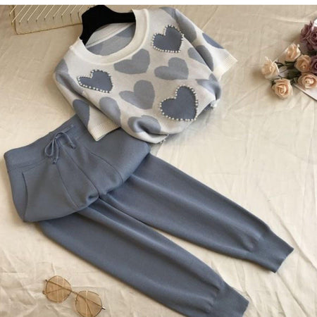 Bestel Heart Coord Set - styled flat-lay shot, blue - Miss Mosa By Akanksha