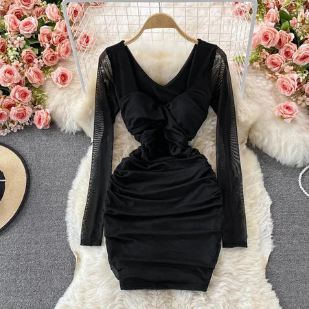 Beth Bodycon Dress - front shot on hanger, black - Miss Mosa By Akanksha