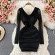 Beth Bodycon Dress - front shot on hanger, black - Miss Mosa By Akanksha