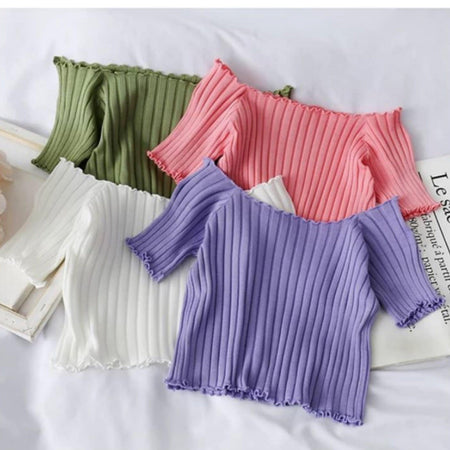Beth Ribbed Tops - flat-lay product shot, multicolour - Miss Mosa By Akanksha