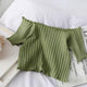 Beth Ribbed Tops - flat-lay product shot, green - Miss Mosa By Akanksha