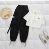 White top, Black Pants Set