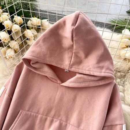 Bilour Flannel Tracksets - close-up of hood, pink - Miss Mosa By Akanksha