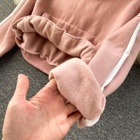 Bilour Flannel Tracksets - close-up of fleece lining, pink - Miss Mosa By Akanksha