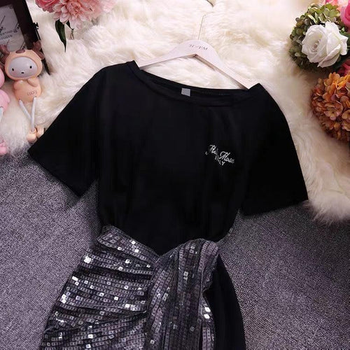 Bisco Sequined Knot Dress In Black