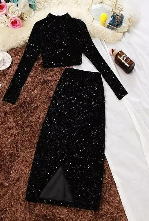 Blaiquey Turtle Neck Coordinates In Black