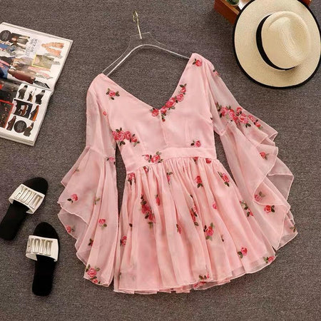 Blush Pink Angeline Dress In Pink - styled flat-lay shot, pink - Miss Mosa By Akanksha