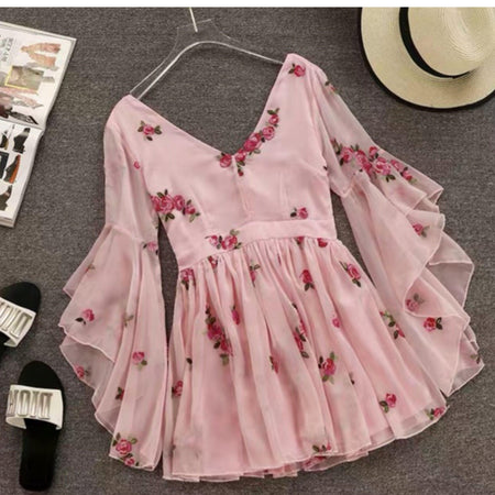 Blush Pink Angeline Dress In Pink - styled flat-lay shot, pink - Miss Mosa By Akanksha