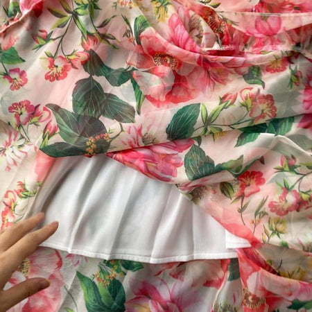 Botai Floral Maxi Dress In Pink - close-up of lining, pink - Miss Mosa By Akanksha