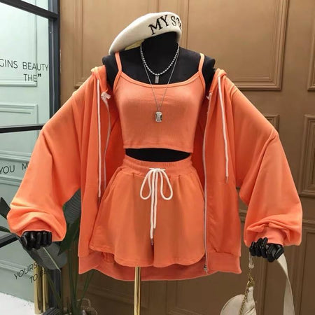 Bracello 3 Pc Activewear - front shot on mannequin, orange - Miss Mosa By Akanksha